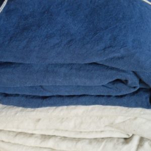 linge de maison en lin lavé fabrique en france indigo