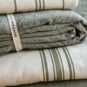 housse de couette - lin lavé-vert eucalyptus- made in France - la draperie Française