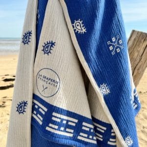 Plaid bandana , grande bleue / écru
