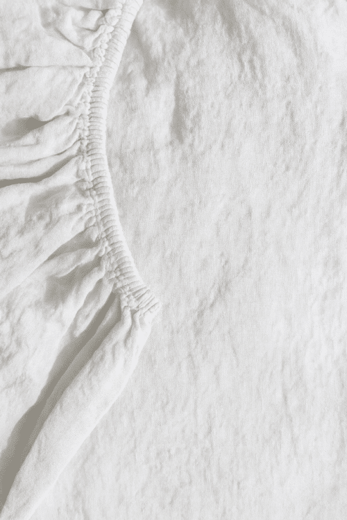 drap housse lin lavé - blanc craie - la draperie Française