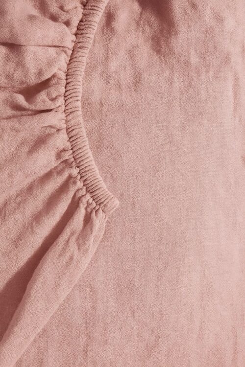 drap housse métis lin/coton - rose poudre - la draperie Française