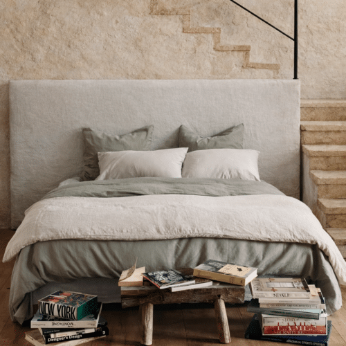 lin et coton lavé vert eucalyptus - la draperie française