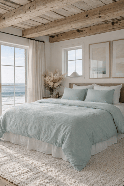 lin et coton lavé - bleu céladon - la draperie française