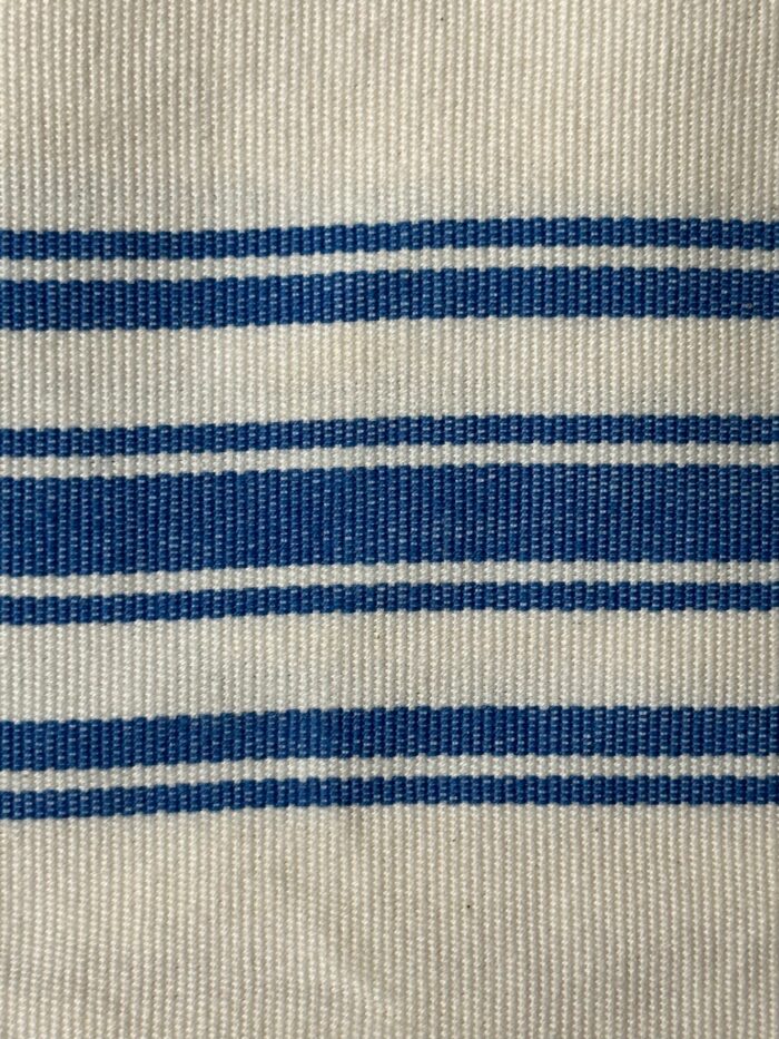 coussin rayé coton bio bleu style bord de mer La Draperie Française