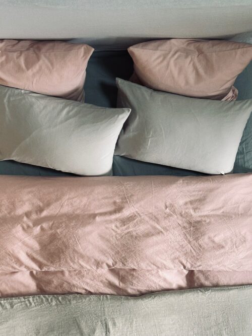 housse de couette métis en lin et coton rose La Draperie Française