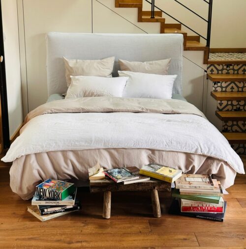 housse de couette métis en lin et coton beige La Draperie Française