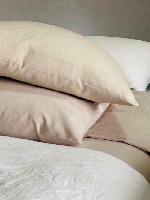 taie d'oreiller en lin et coton beige La Draperie Française