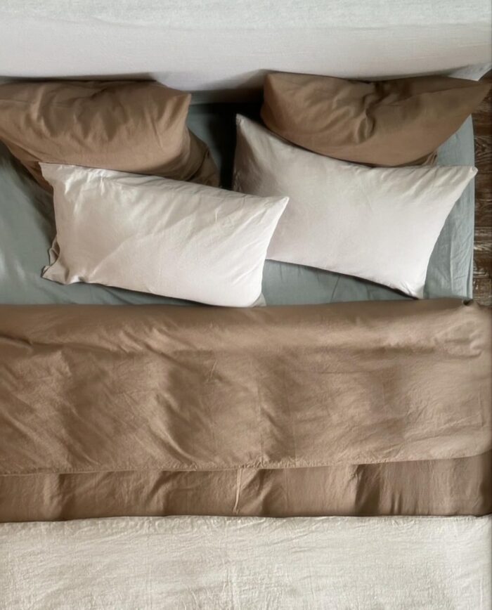 housse de couette en lin marron daim argile La Draperie Française