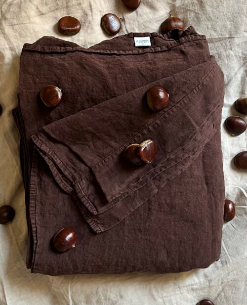 nappe en lin marron chataigne La Draperie Française