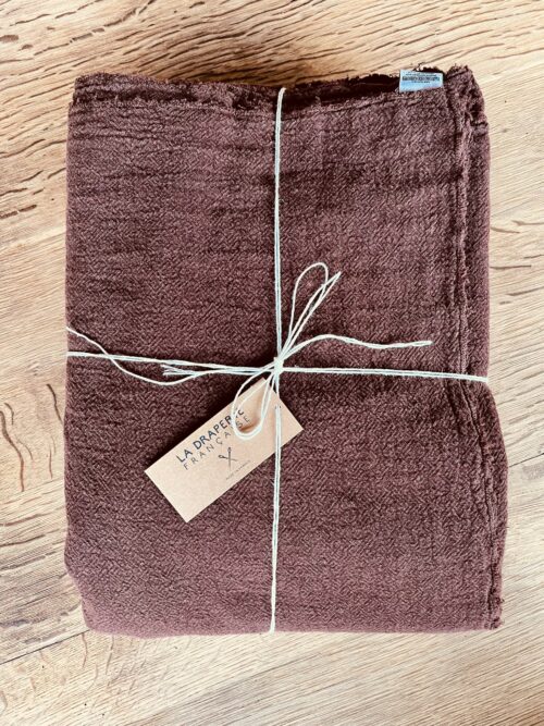 linge de maison en lin marron champêtre La Draperie Française