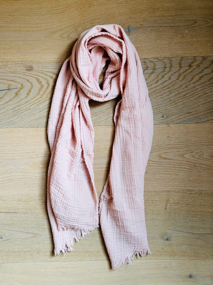 chèche double gaze de coton rose La Draperie Française