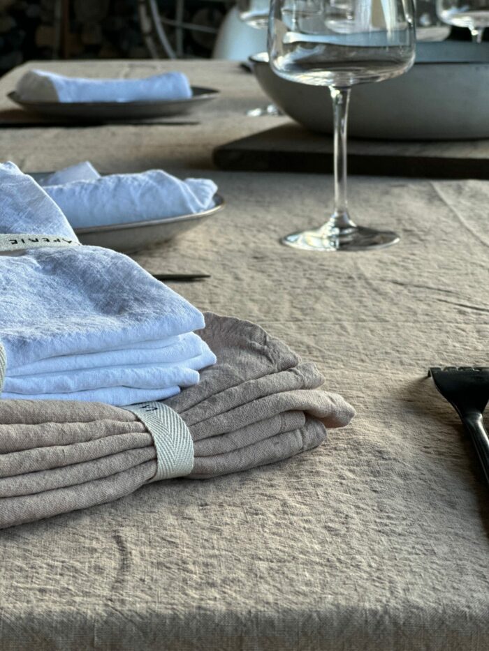 nappe en lin lavé beige sable déco naturelle La Draperie Française