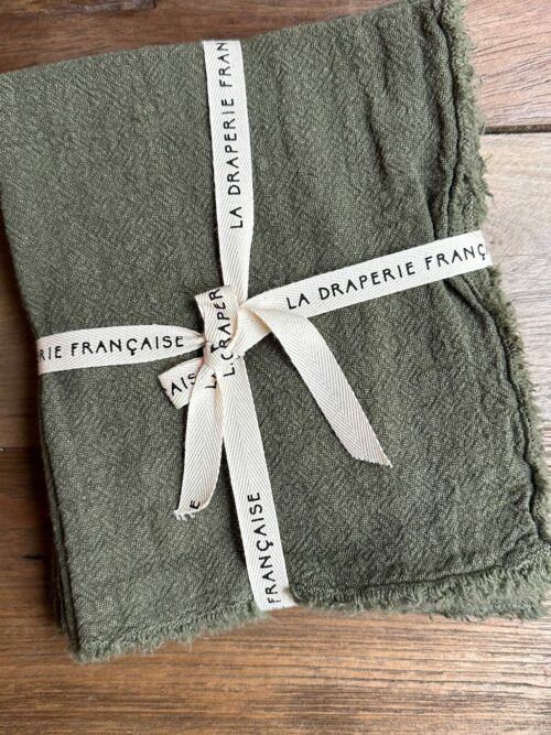set de table en lin kaki bohème chic La Draperie Française