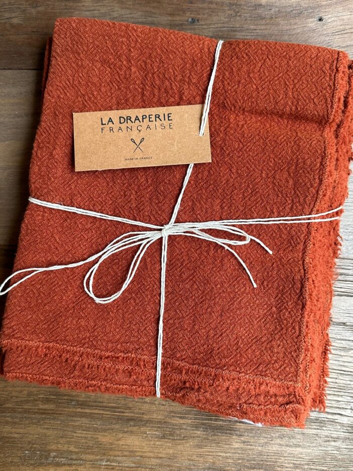 set de table en lin terracotta La Draperie Française