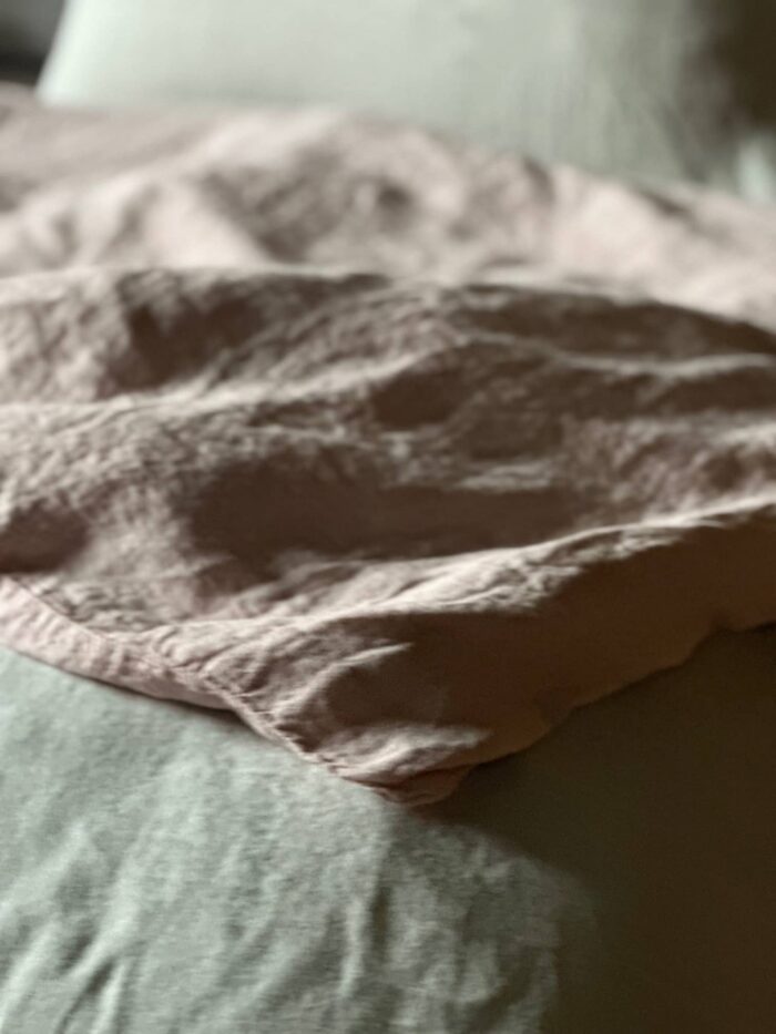 housse de couette lin lavé rose déco naturelle La Draperie Française