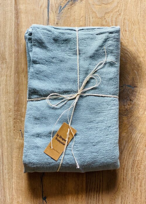 édredon lin bohème bleu clair La Draperie Française