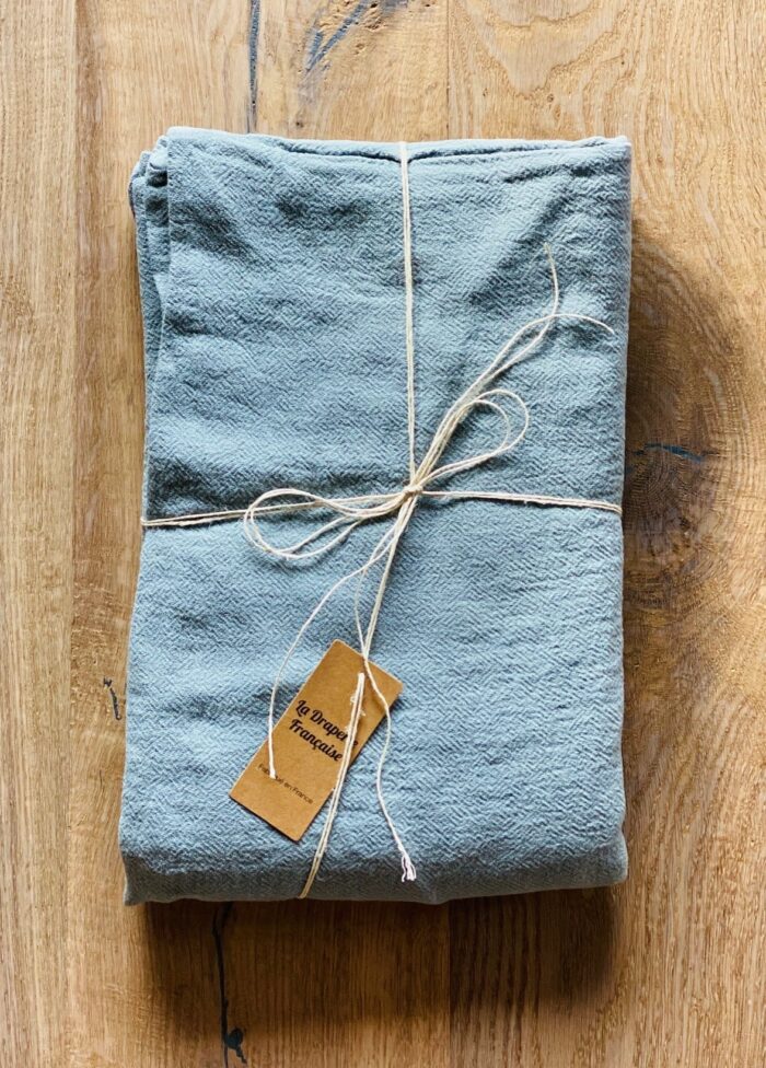 édredon lin bohème bleu clair La Draperie Française