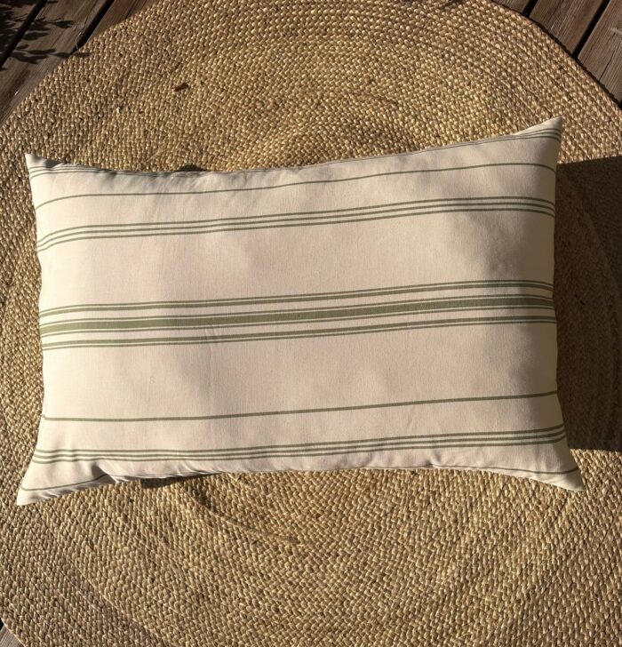 coussin rayé coton bio déco campagne chic La Draperie Française