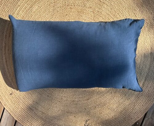 coussin xxl en lin lavé bleu indigo déco bord de mer La Draperie Française