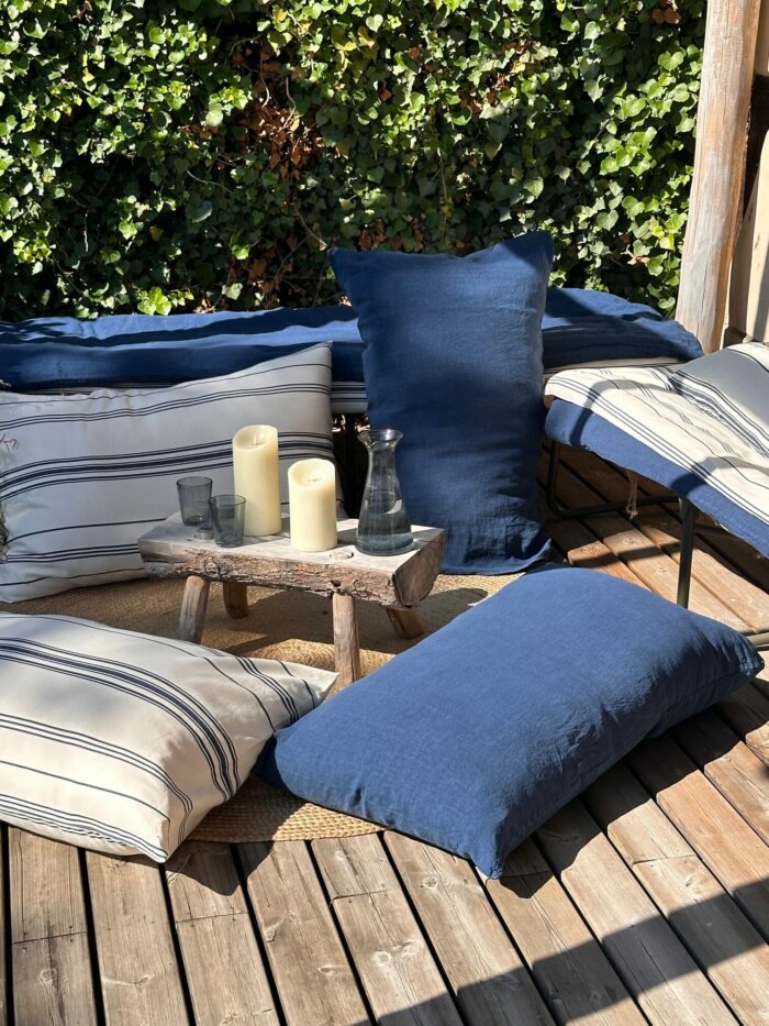 coussin rayé coton bio déco bord de mer La Draperie Française