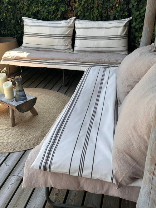 édredon coton bio rayé chataigne style campagne chic La Draperie Française