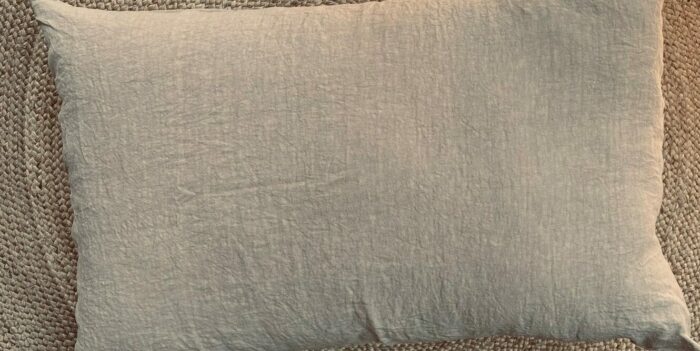 coussin xxl en lin lavé beige sable naturel La Draperie Française