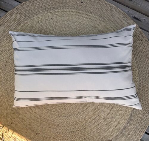 coussin rayé coton bio chataigne style déco champêtre La Draperie Française