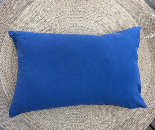 coussin xxl lin lavé bleu déco bord de mer La Draperie Française