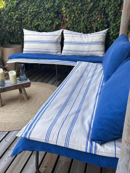 édredon coton bio rayé bleu déco bord de mer La Draperie Française