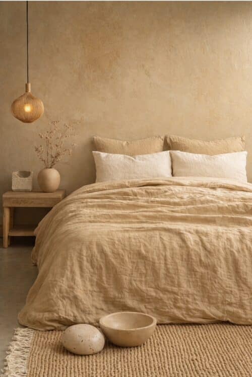 lin lavé français - beige sable sahara - la draperie francaise