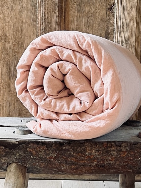 édredon lin lavé rose La Draperie Française