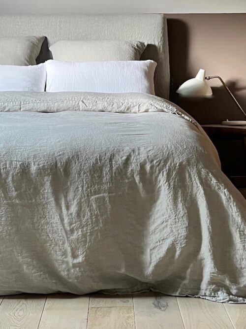 housse de couette lin lavé beige déco campagne chic La Draperie Française