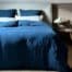 housse de couette lin bleu indigo La Draperie Française