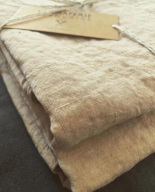 Drap plat en lin lavé beige - lin lavé - la draperie Française
