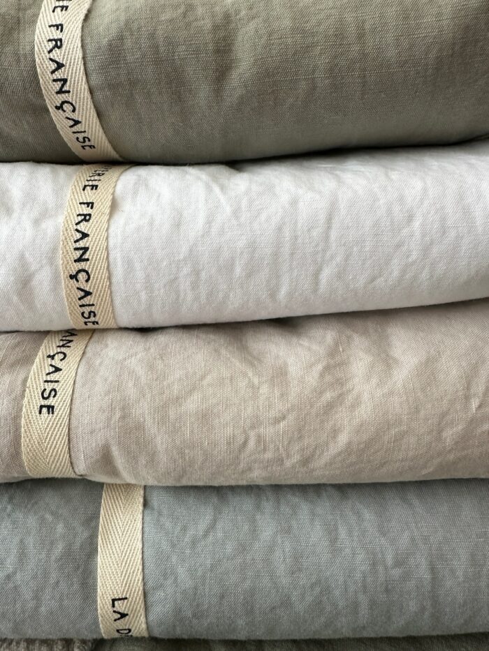 taie d'oreiller en lin et coton blanc craie La Draperie Française