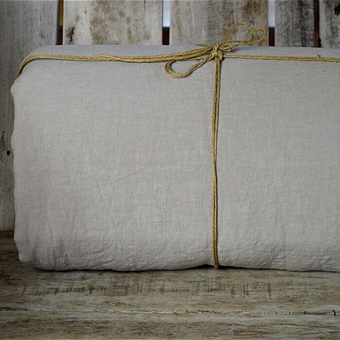 drap housse lin lavé beige La Draperie Française
