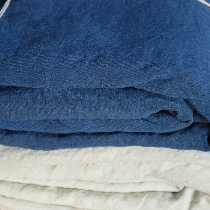 Edredon surmatelas lin lavé, bleu indigo – Image 2