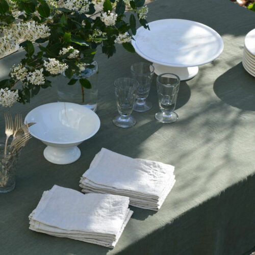 nappe en lin lavé kaki La Draperie Française