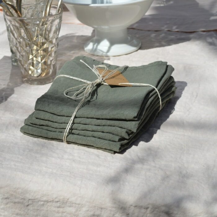 nappe en lin kaki déco campagne chic La Draperie Française
