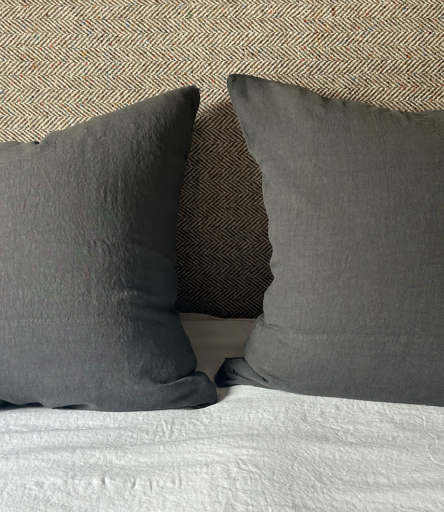 taie lin lavé gris orage , la draperie Française