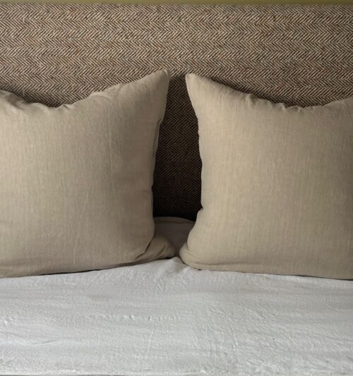 taie lin lavé beige ficelle , la draperie Française