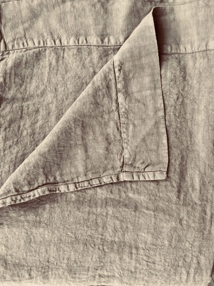 Drap Plat  lin lavé marron daim argile