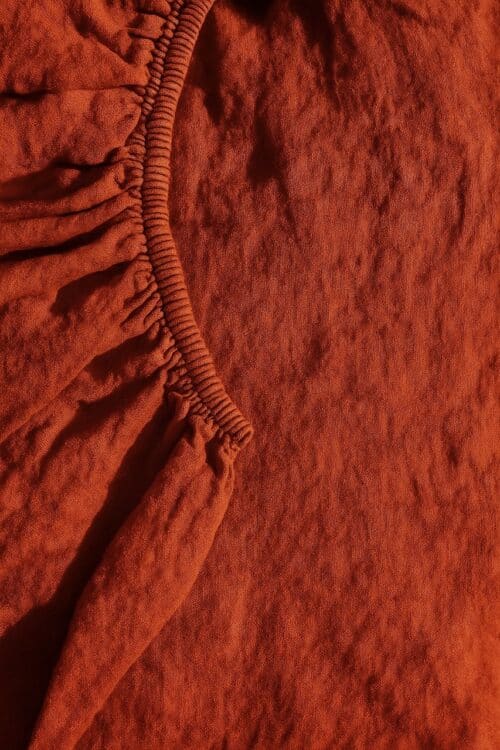 drap housse lin lavé - terracotta - la draperie Française