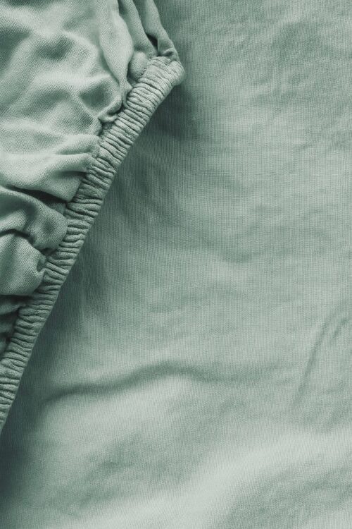 drap housse métis lin/coton - bleu céladon - la draperie Française