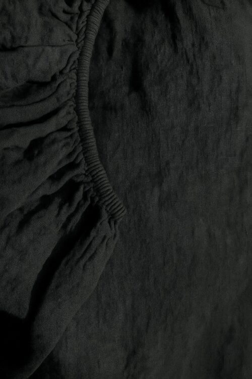 drap housse lin lavé - gris foncé - la draperie Française