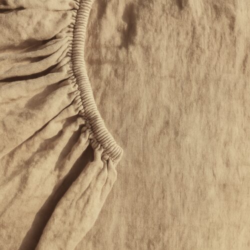 drap housse lin lavé - beige sable - la draperie Française