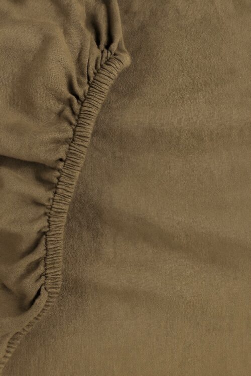 drap housse métis lin/coton - daim argile - la draperie Française