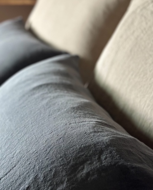 housse de couette - lin lavé - gris foncé - la draperie Française