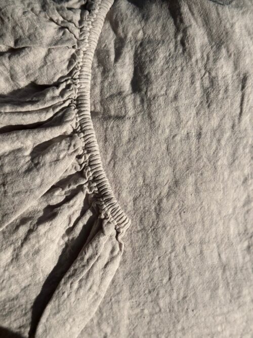 drap housse lin lavé - beige naturel - la draperie Française