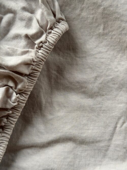 drap housse métis lin/coton - beige ficelle - la draperie Française